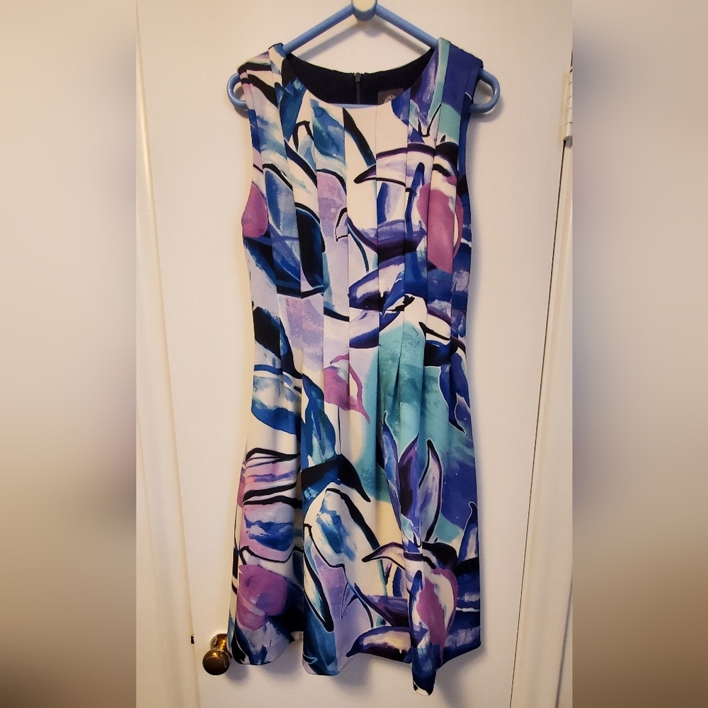Size 4 Vince Camuto Multicolor Artsy Abstract Floral Watercolor Dress A-line
